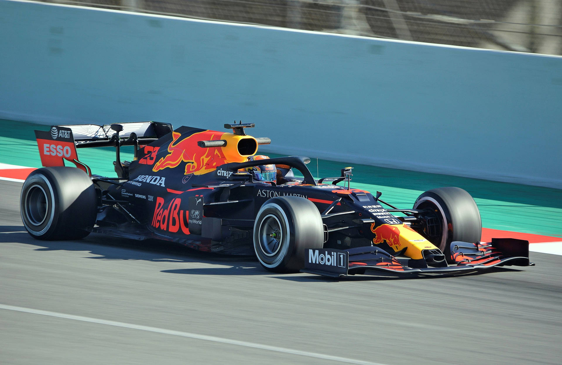 Alexander Albon In His High-speed Red Bull Racing Car