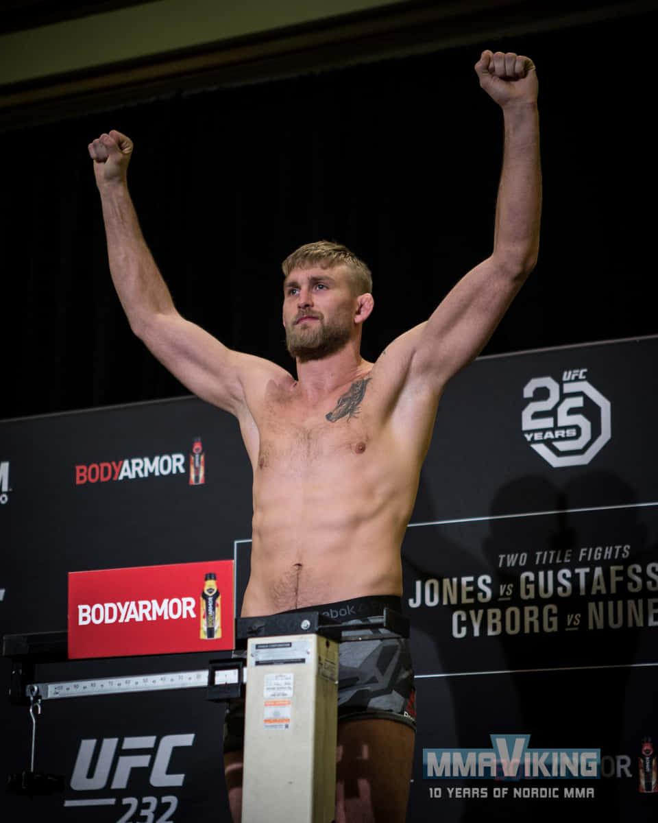 Alexander Gustafsson Hands Up Weigh In Background