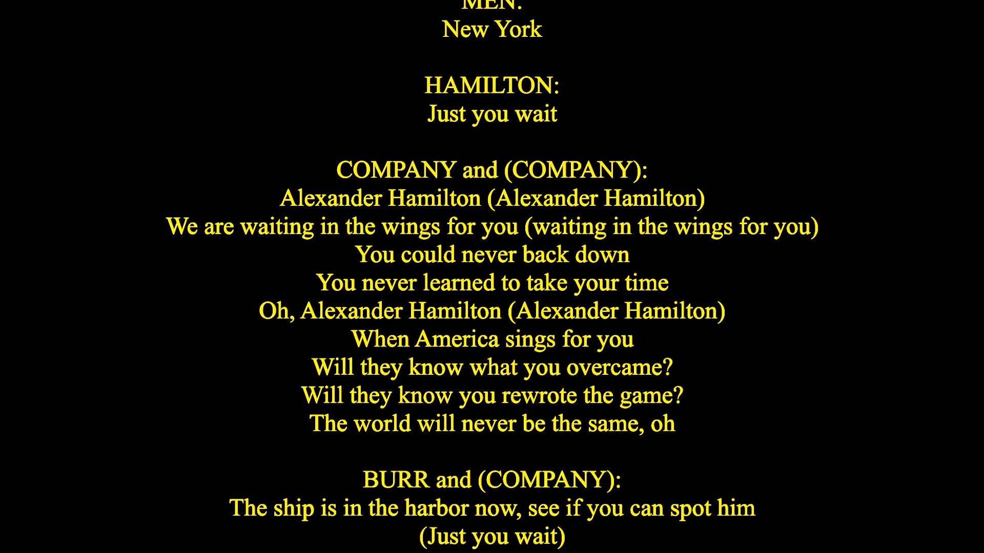 Alexander Hamilton Song Lyrics Background