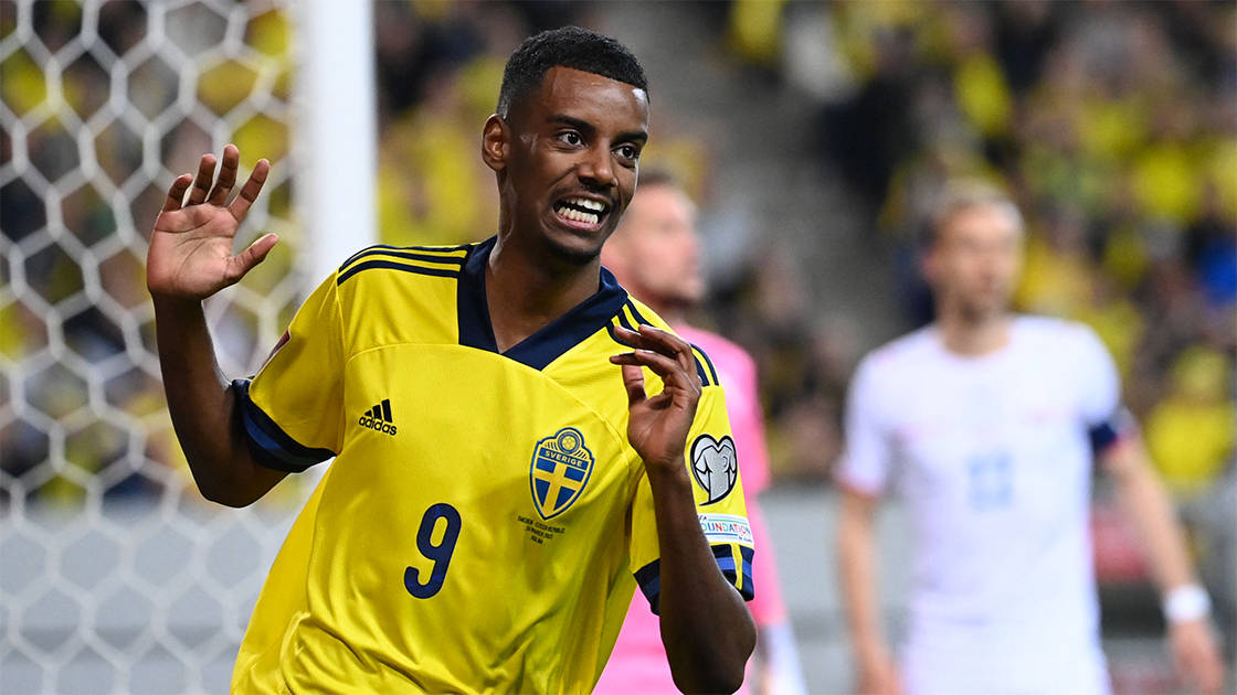 Alexander Isak Arms Partially Up Background