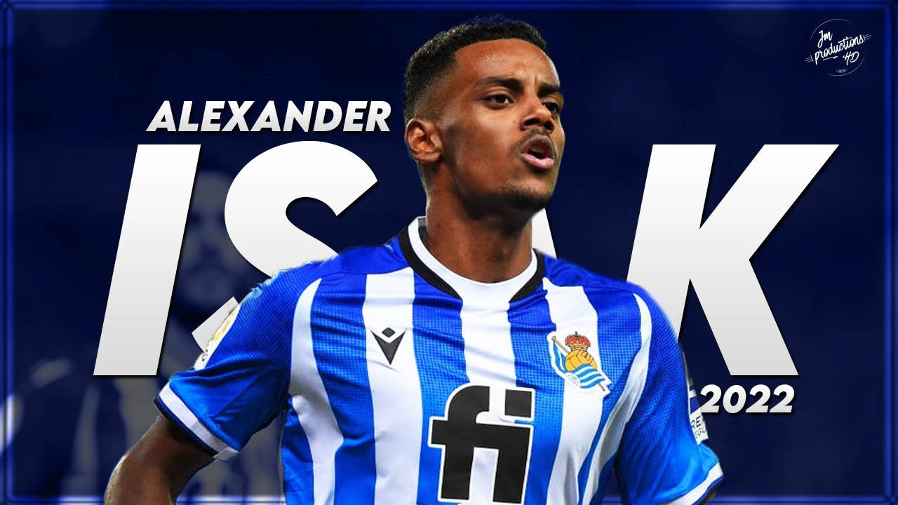 Alexander Isak Blue And White Background