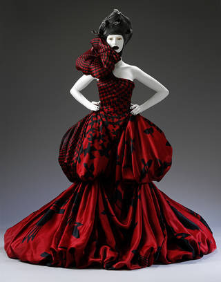 Alexander Mcqueen Red Black Silk Dress