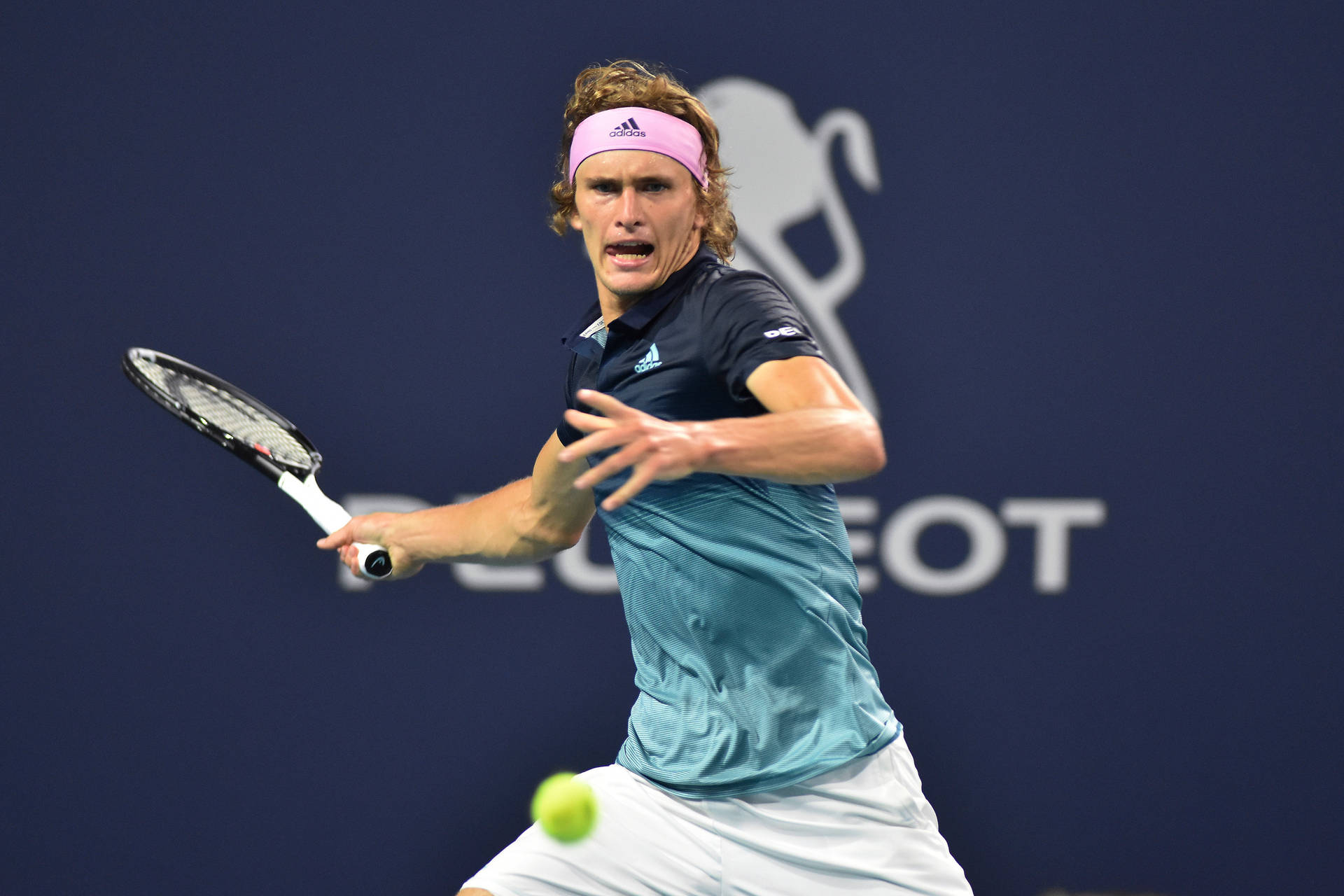 Alexander Zverev In Action On The Tennis Court Background