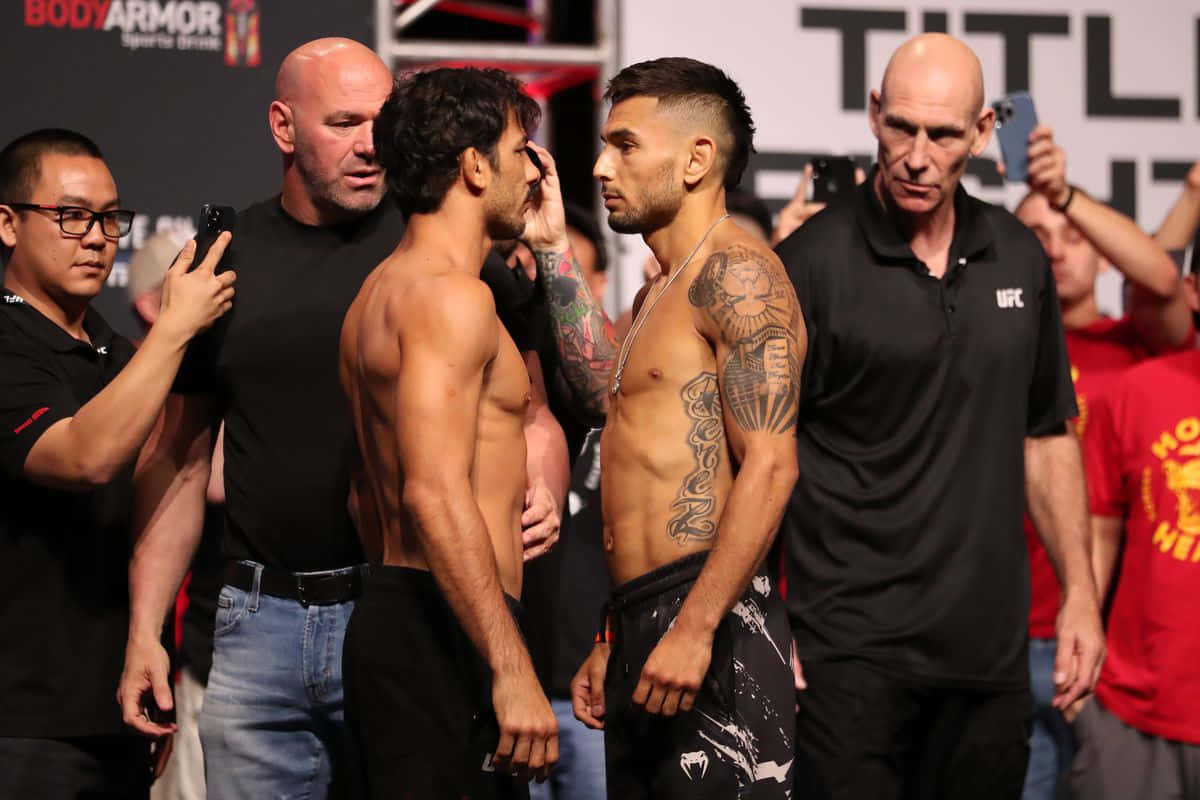Alexandre Pantoja Face-off With Alex Perez Background