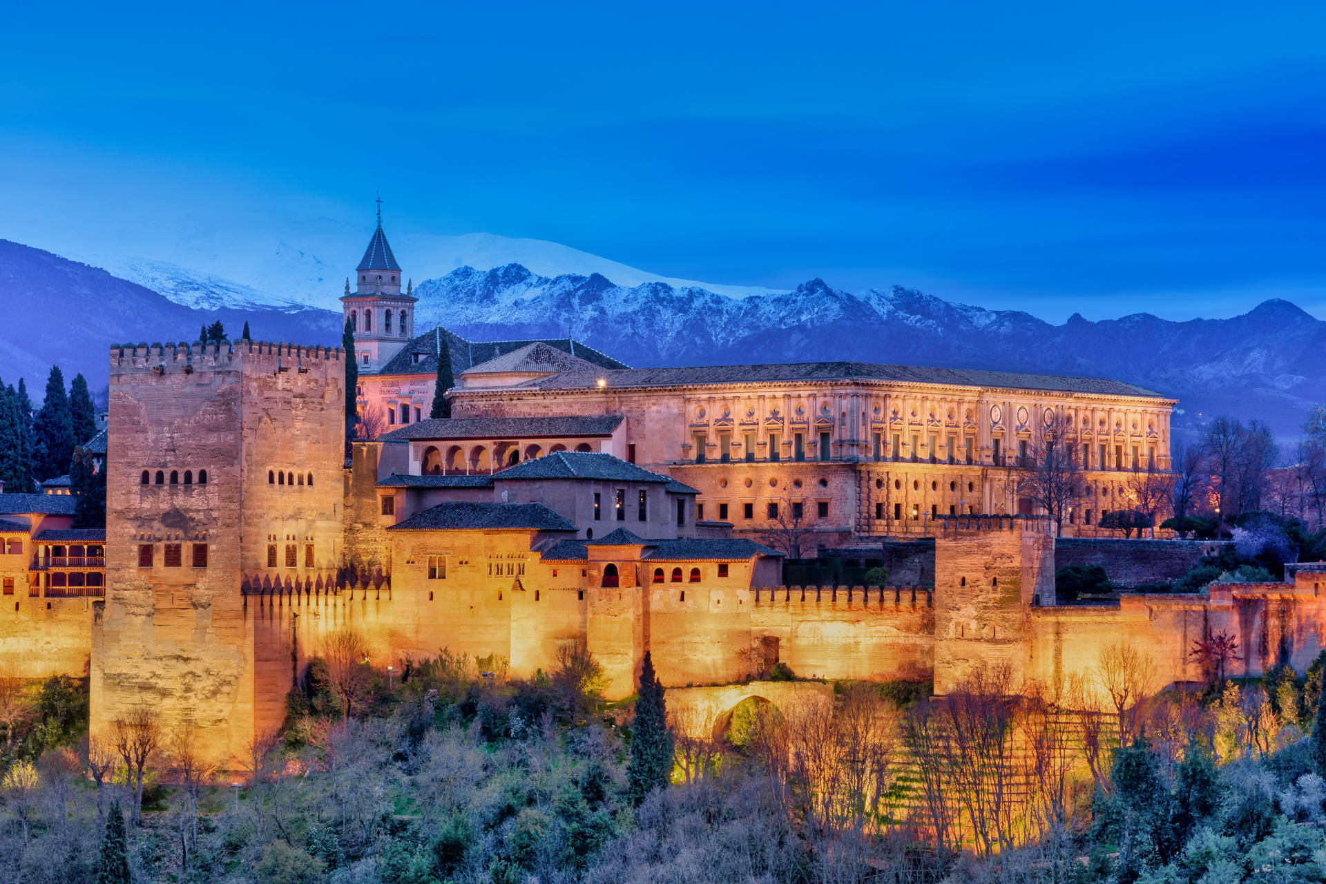 Alhambra Blue Evening Sky Background