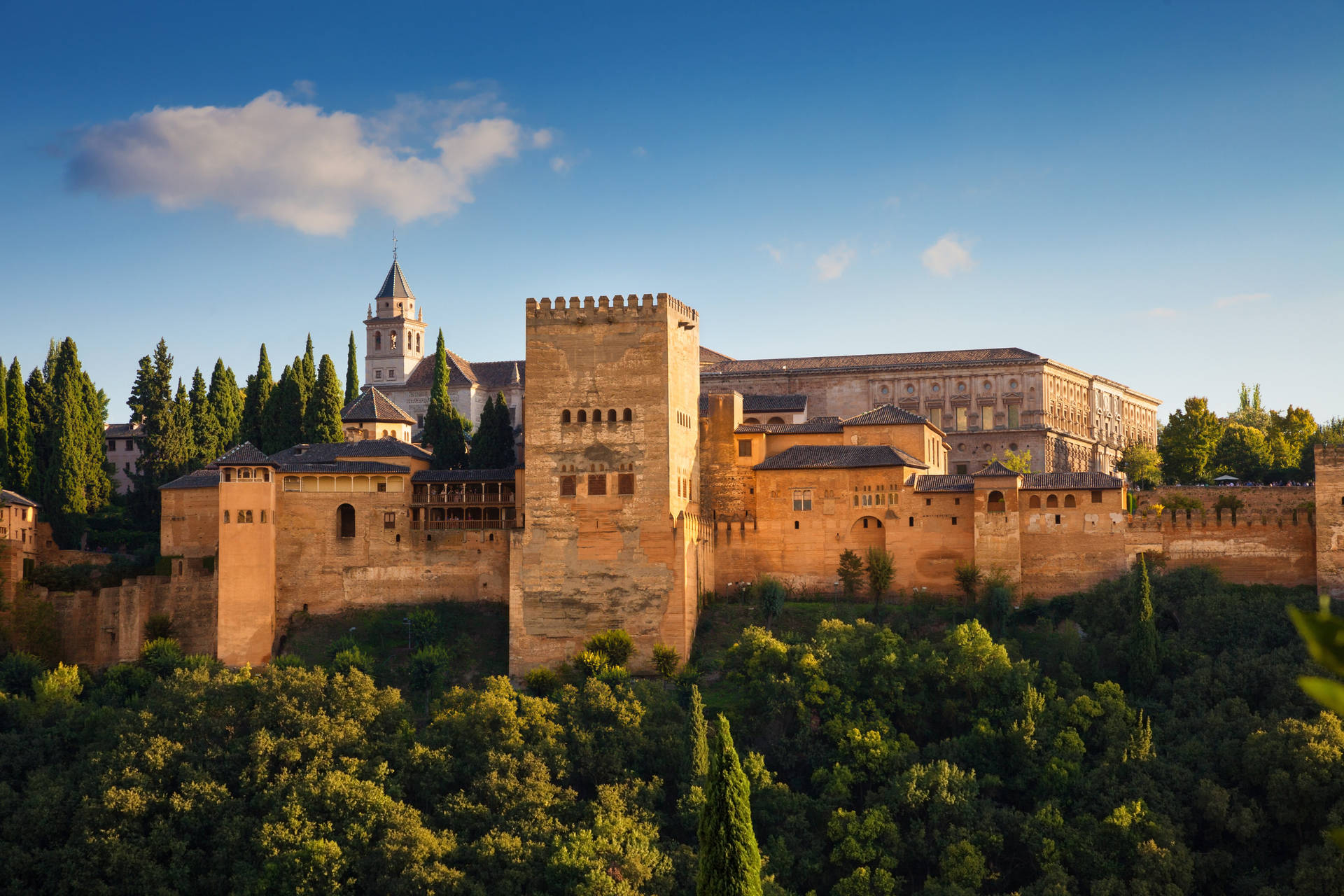 Alhambra Castle Fortress Afternoon Background