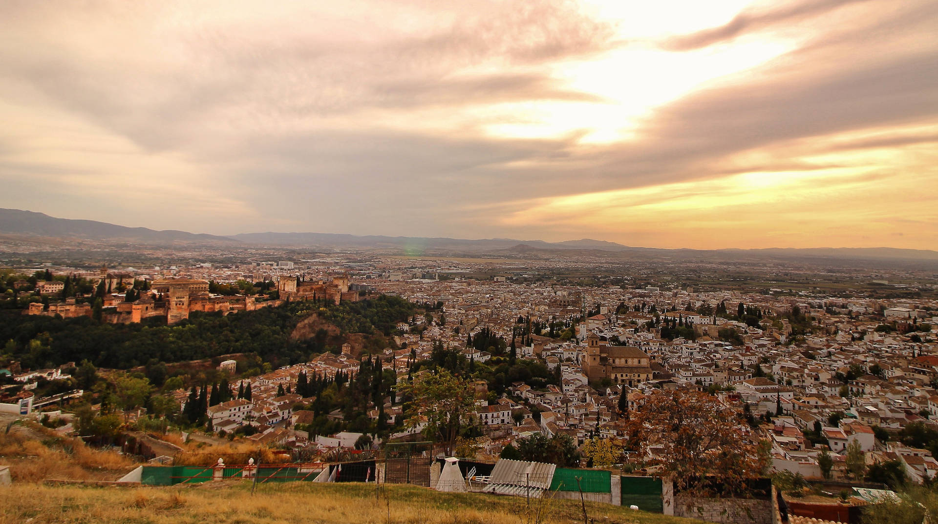 Alhambra Granada Sunset Background