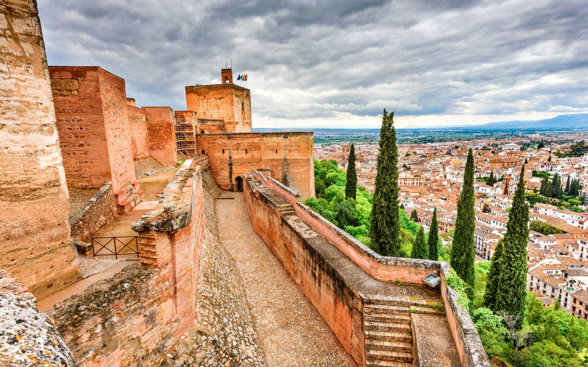 Alhambra Overlooking Granada Background