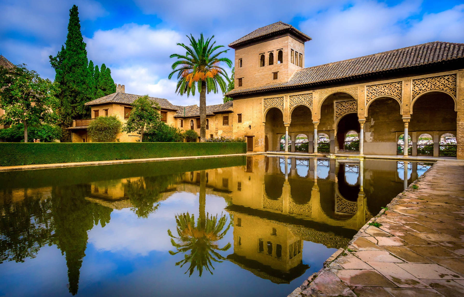 Alhambra Pool From Angle Background