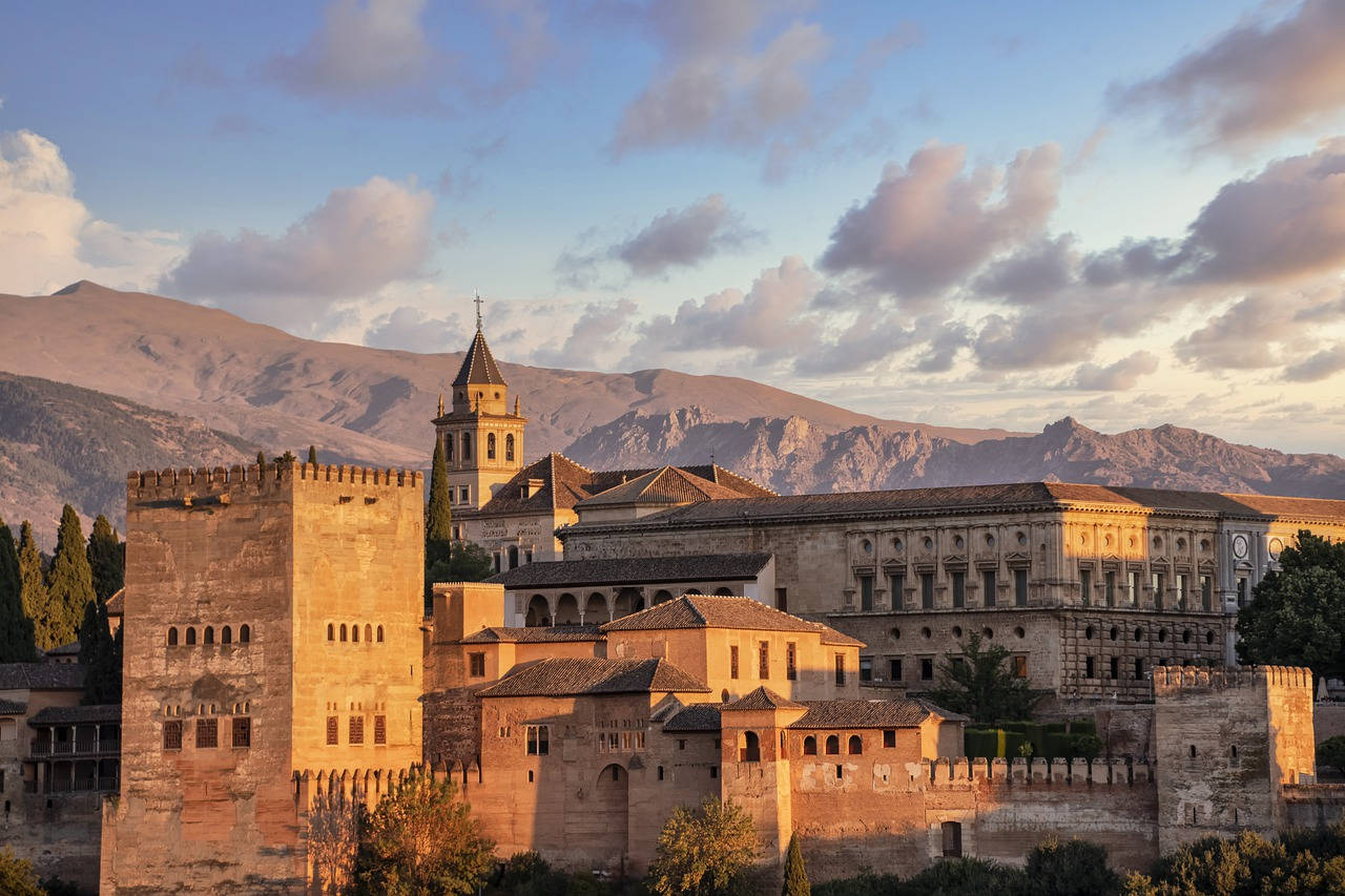 Alhambra Sunset Clouds Sky Background