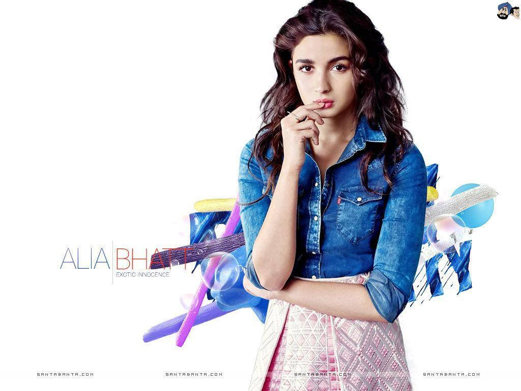 Alia Bhatt Hd Wearing Denim Jacket Background