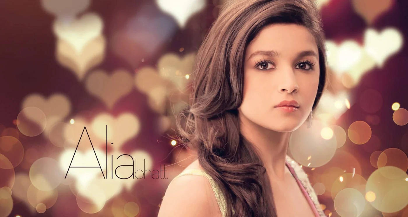 Alia Bhatt Hd With Hearts Background