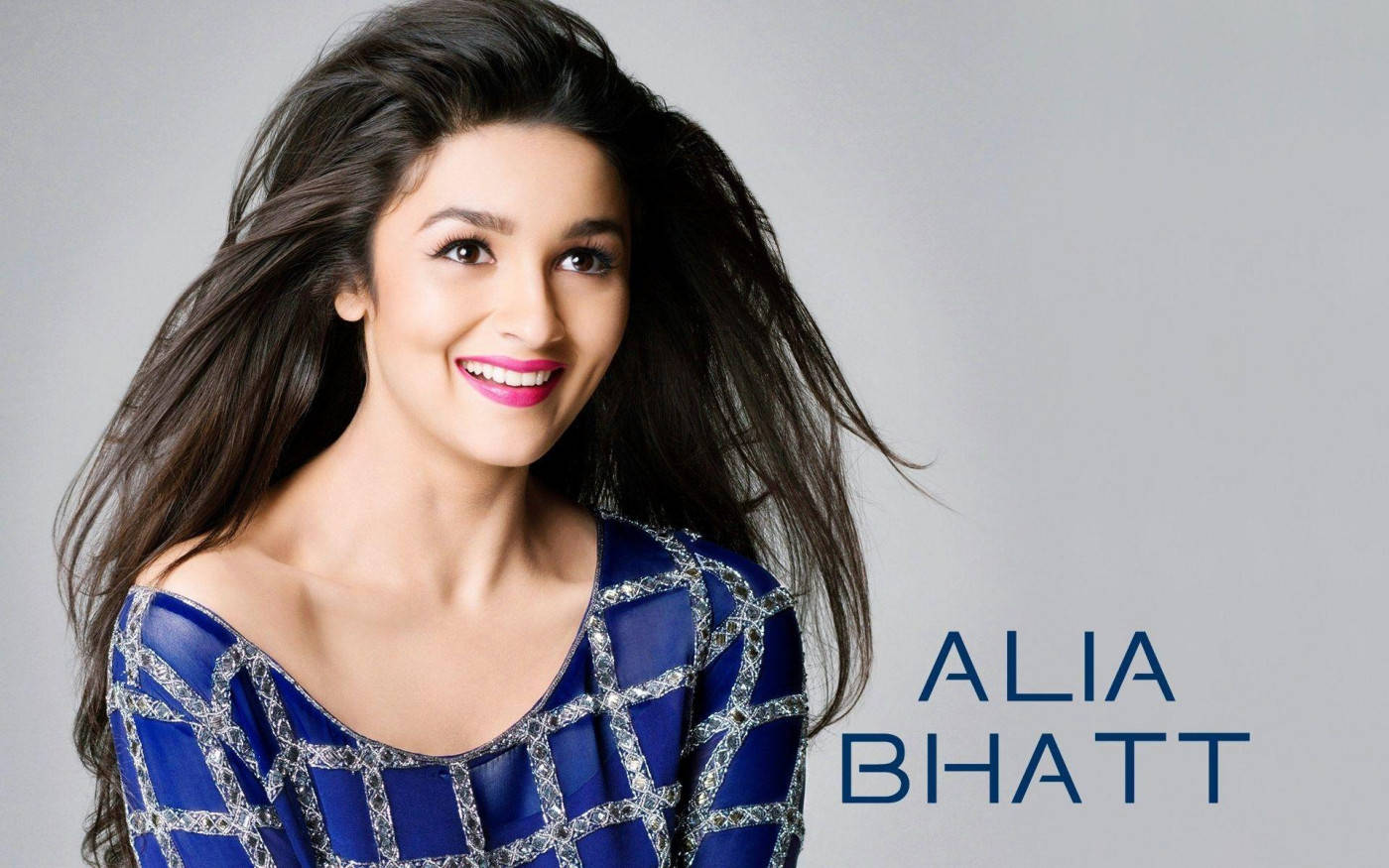 Alia Bhatt Hd With Her Name In Blue Background