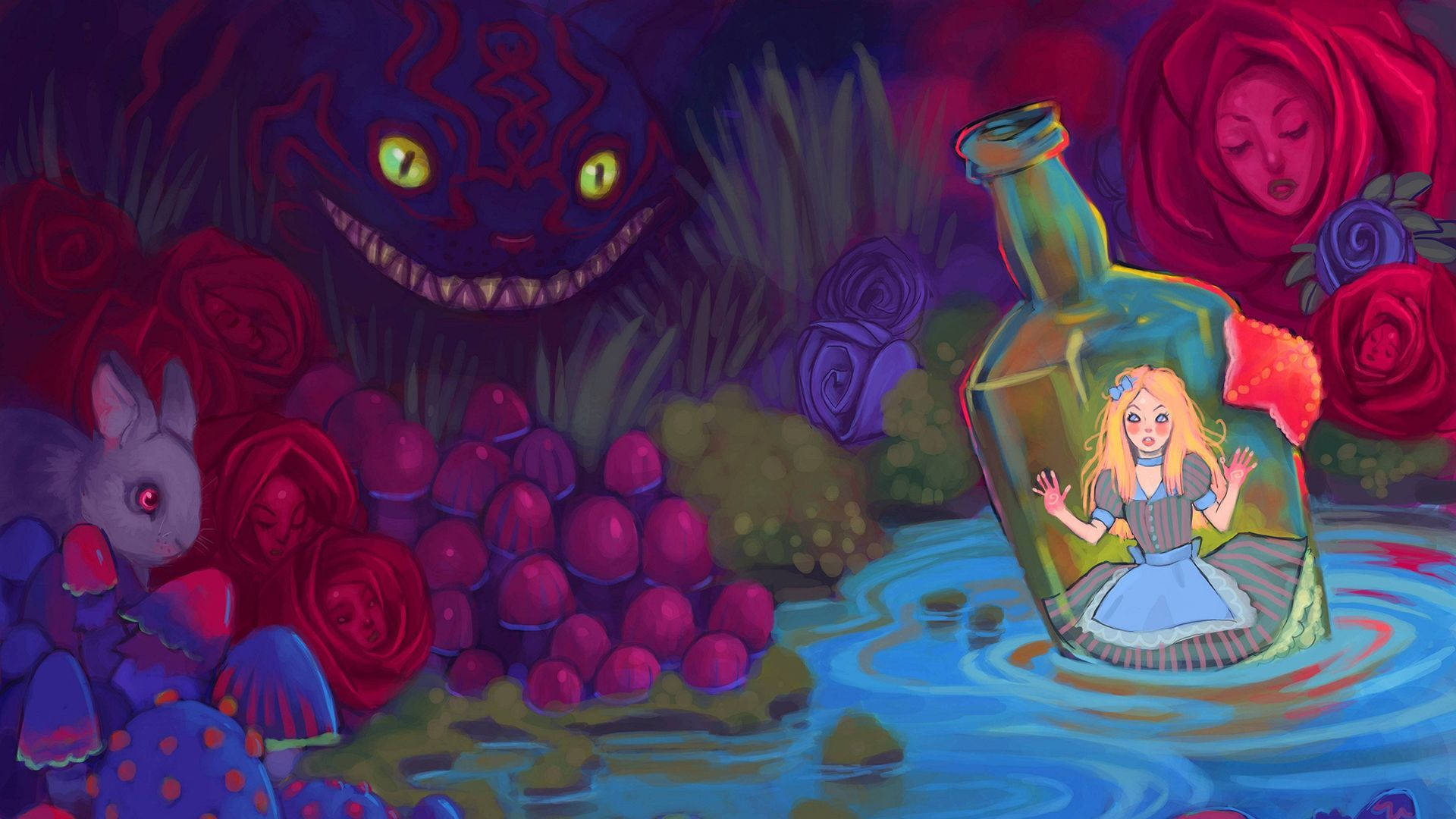 Alice In Wonderland Fan Art Painting Background