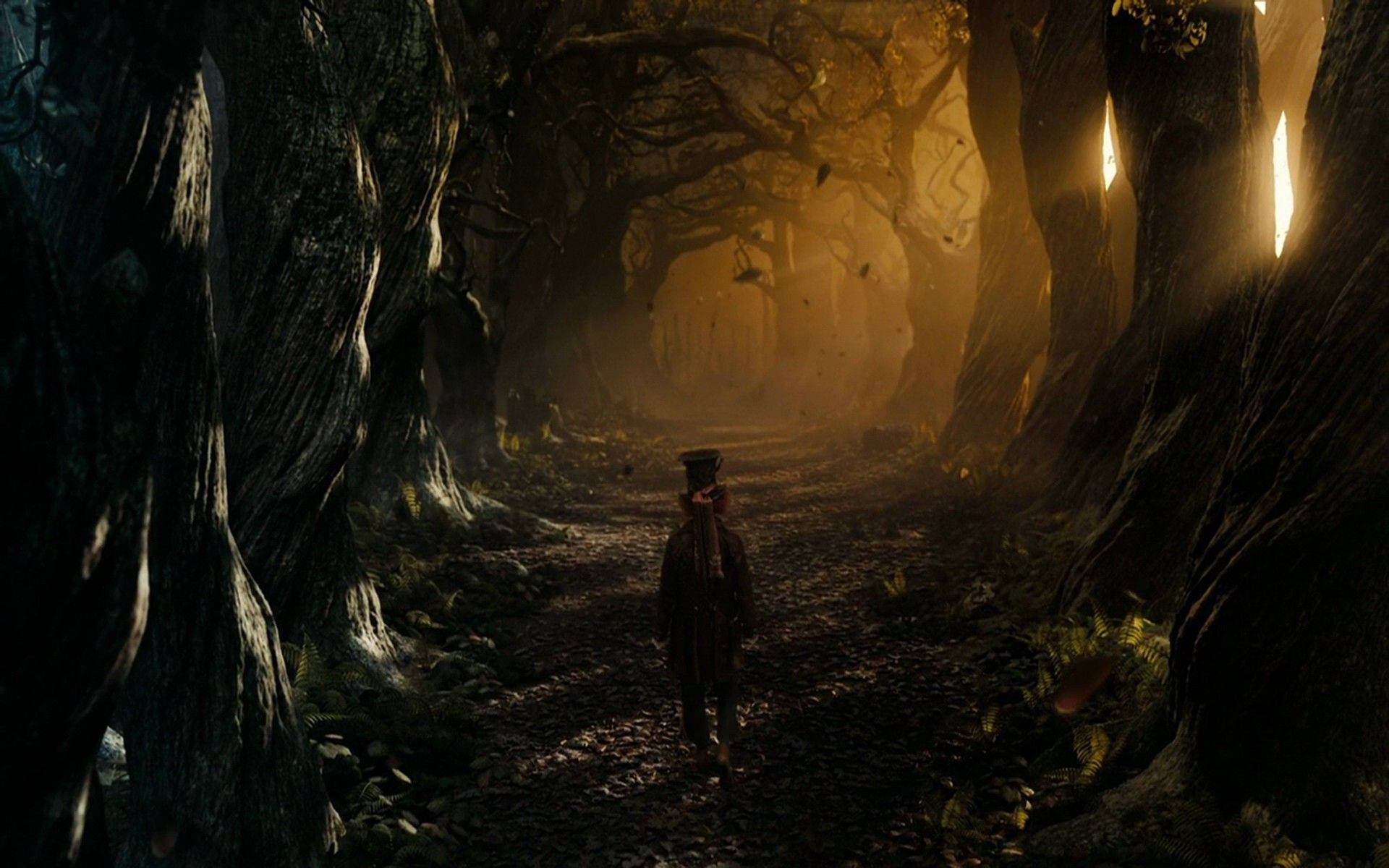 Alice In Wonderland Mad Hatter In Woods Background