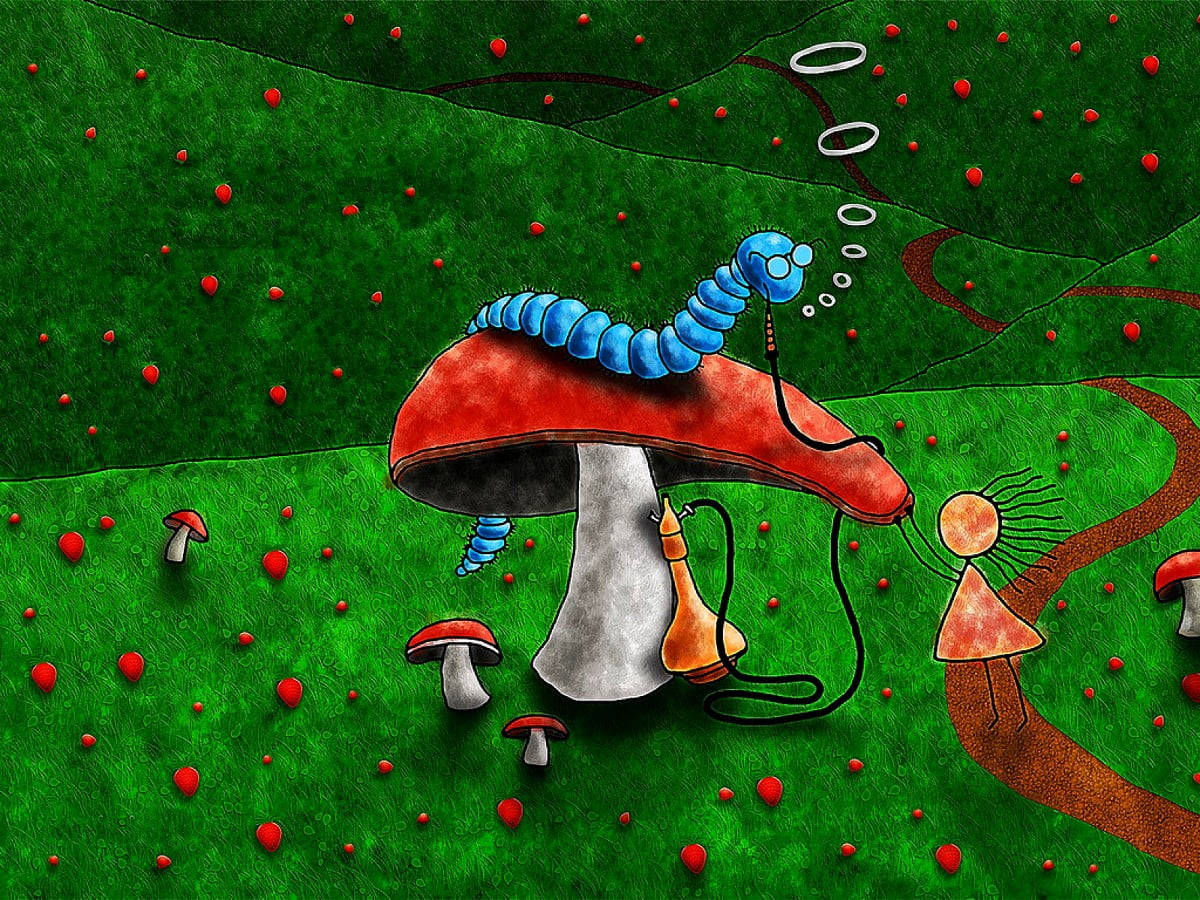 Alice In Wonderland Mushroom Aesthetic Background