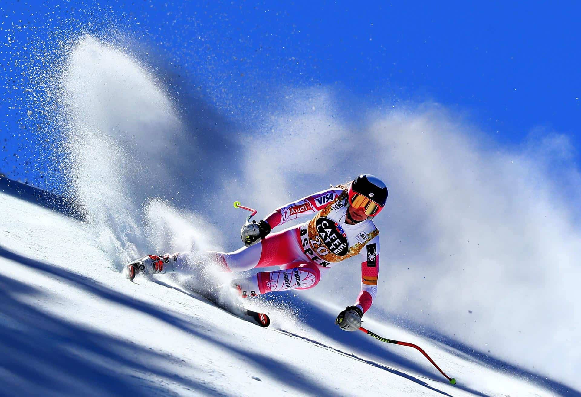 Alice Merryweather Alpine Skiing Snow Splashing Background