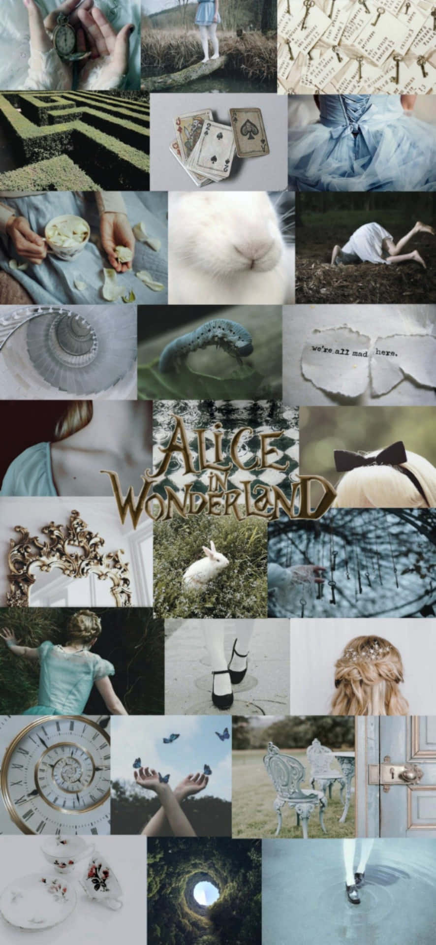 Alice Wonderland Aesthetic Photo Collage Background