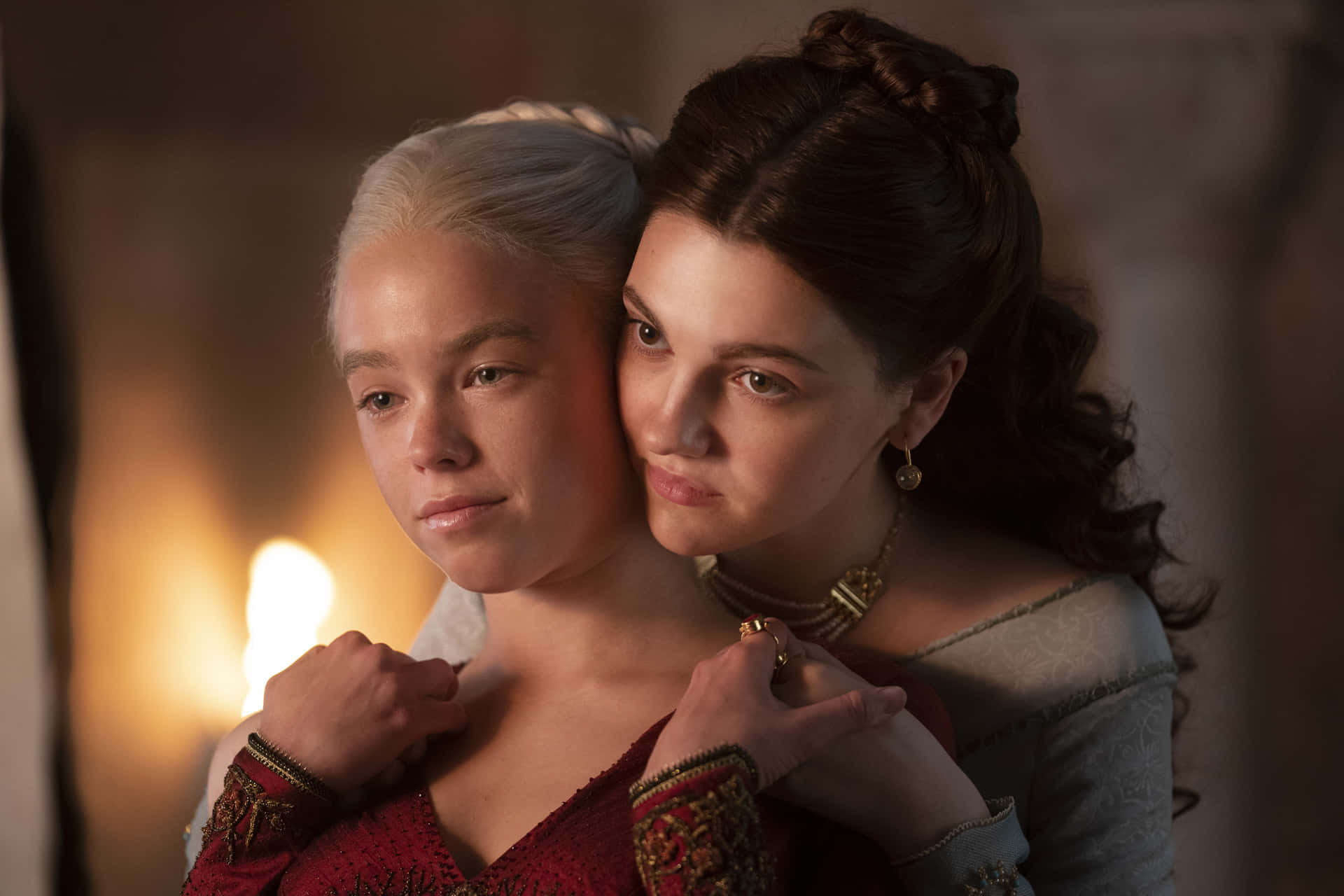 Alicent Hugging Rhaenyra Targaryen Background