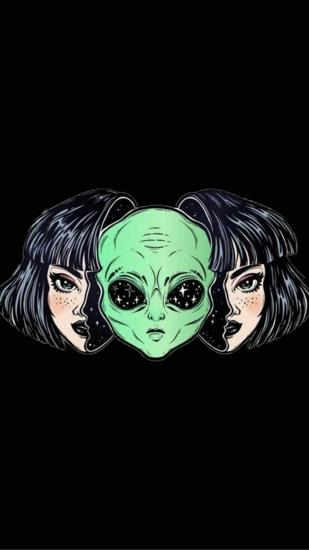 Alien Girl Trippy Aesthetic Background
