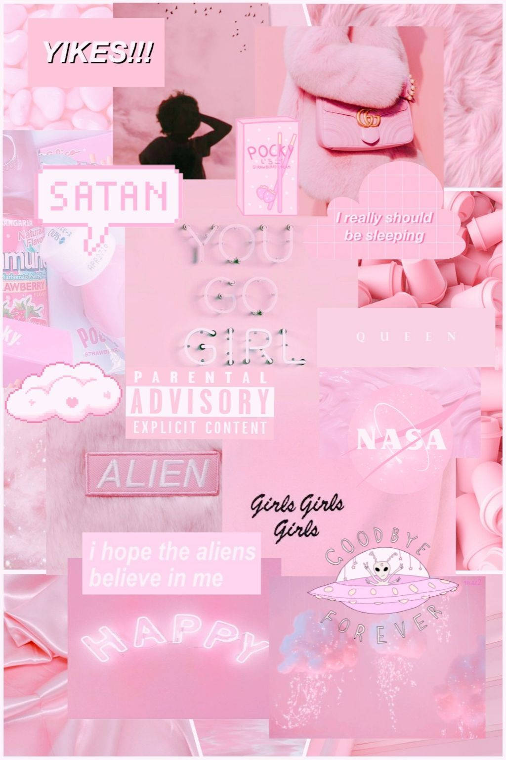 Alien Girly Pink Aesthetic Background