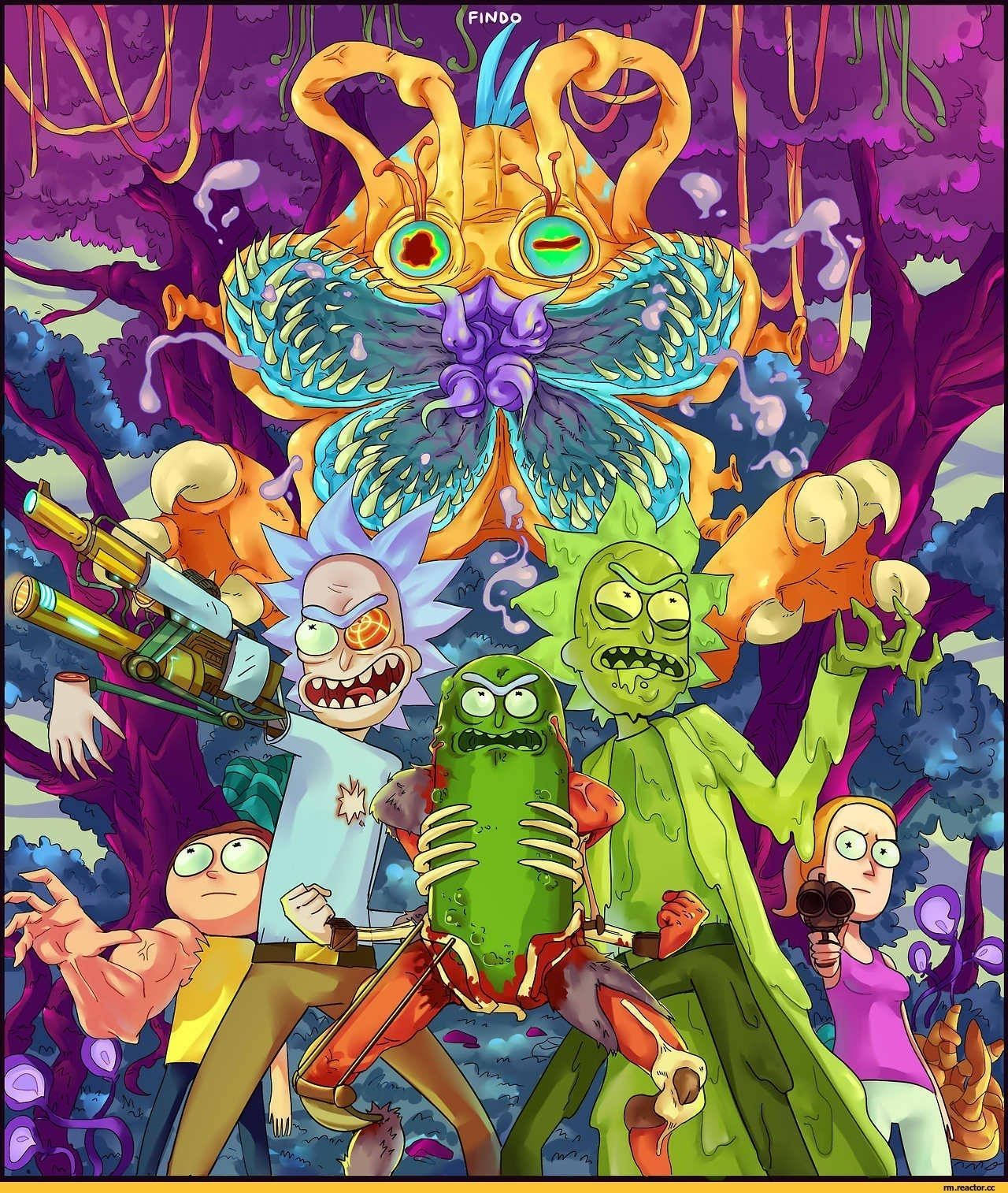 Alien-themed Rick And Morty Trippy Background