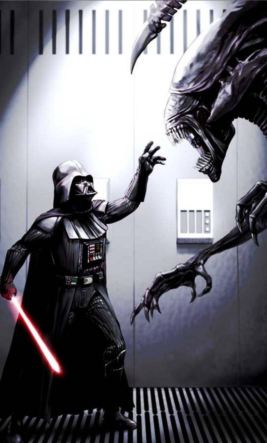 Alien Versus Darth Vader From Star Wars Cell Phone Background