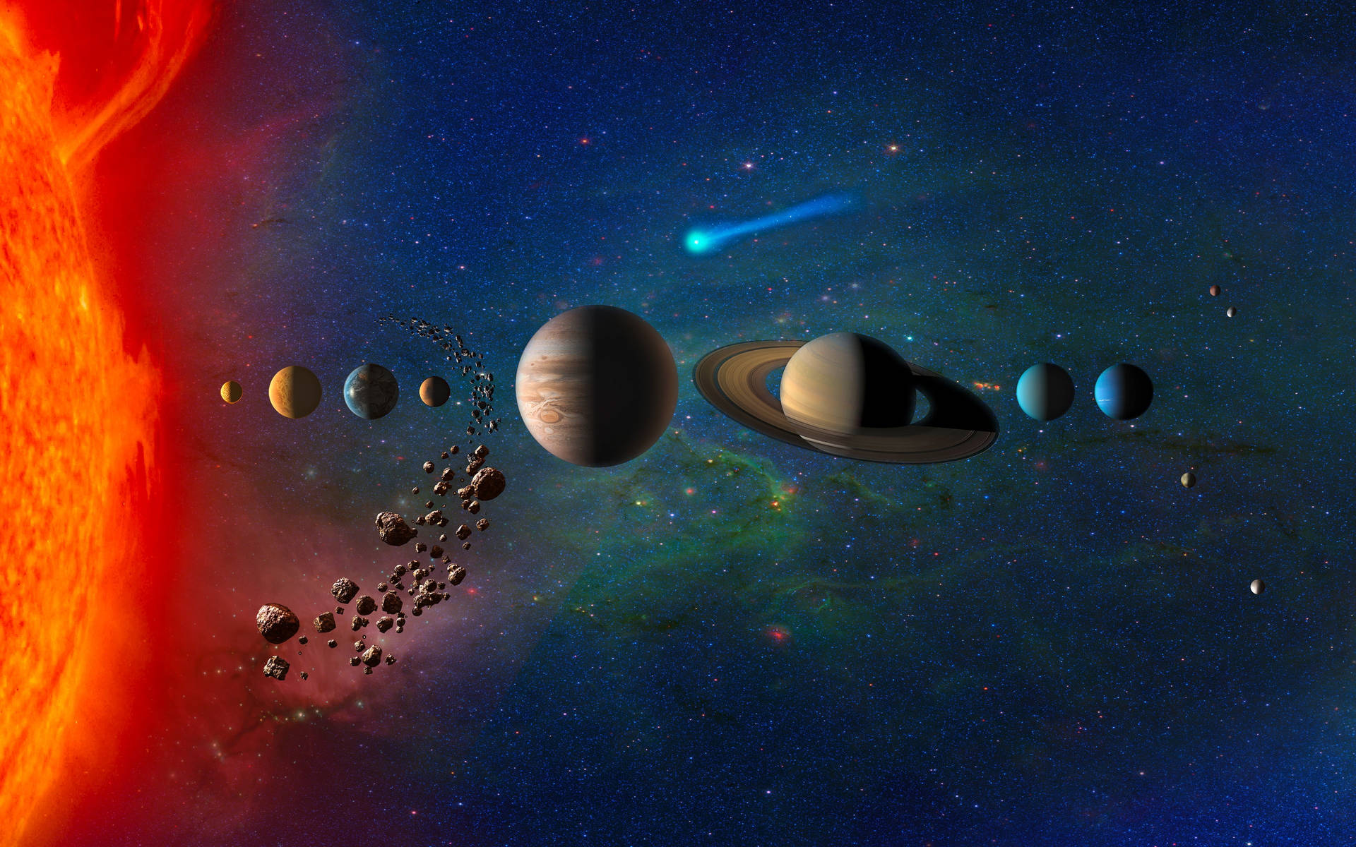 Aligned Solar System Hd Background