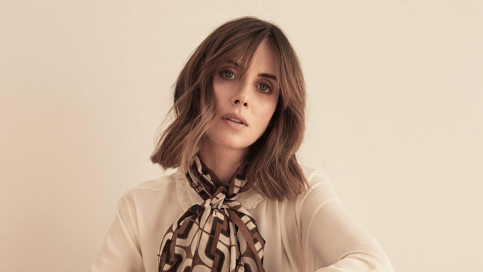 Alison Brie Wearing Scarf Background