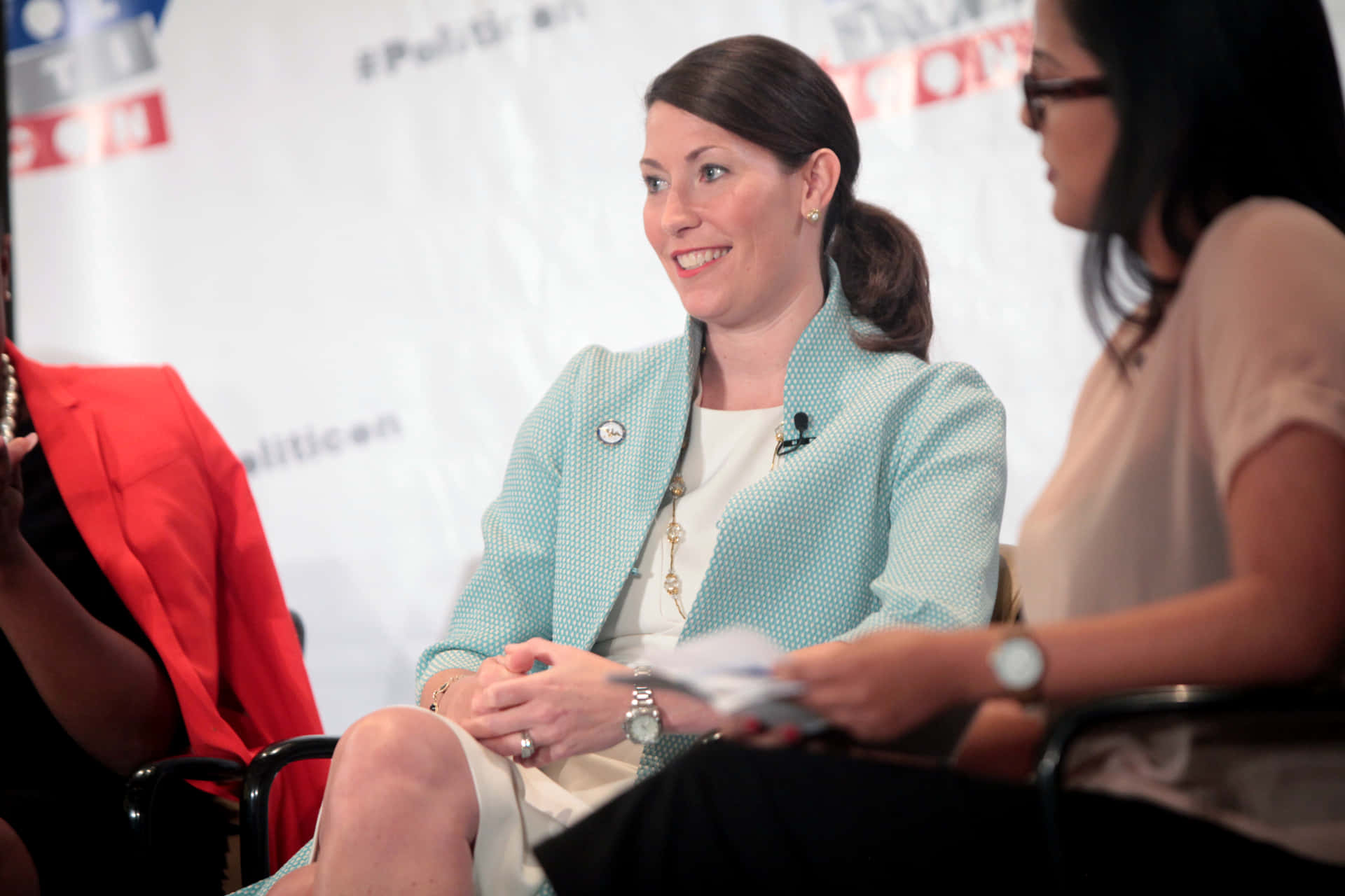 Alison Lundergan Grimes In Blue Suit Background