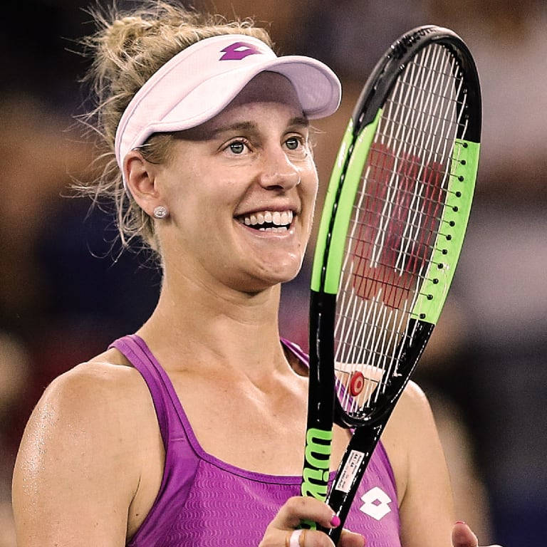 Alison Riske-amritraj With Purple Tank Top Background