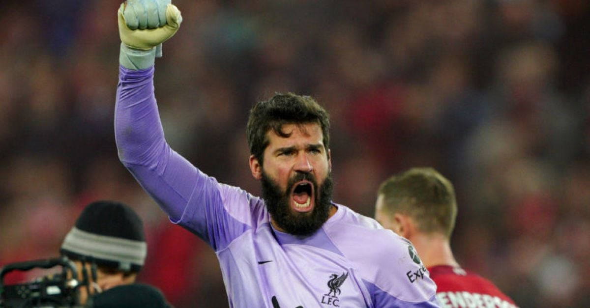 Alisson Becker Celebrating Fist Up Background