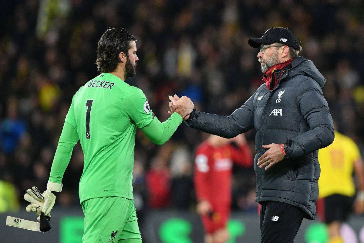 Alisson Becker Handshake Jurgen Klopp