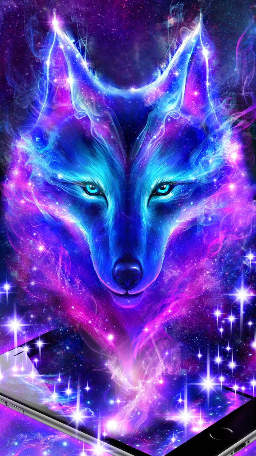 Alive Colorful Wolf Portrait Background