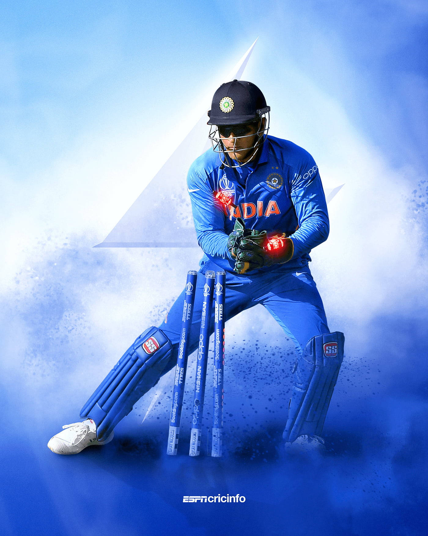 All-blue Cricket Jersey Dhoni Hd Background