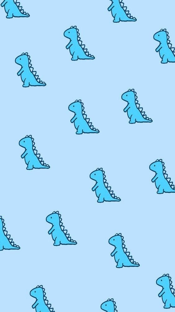 All Blue Dino Kawaii Iphone Background