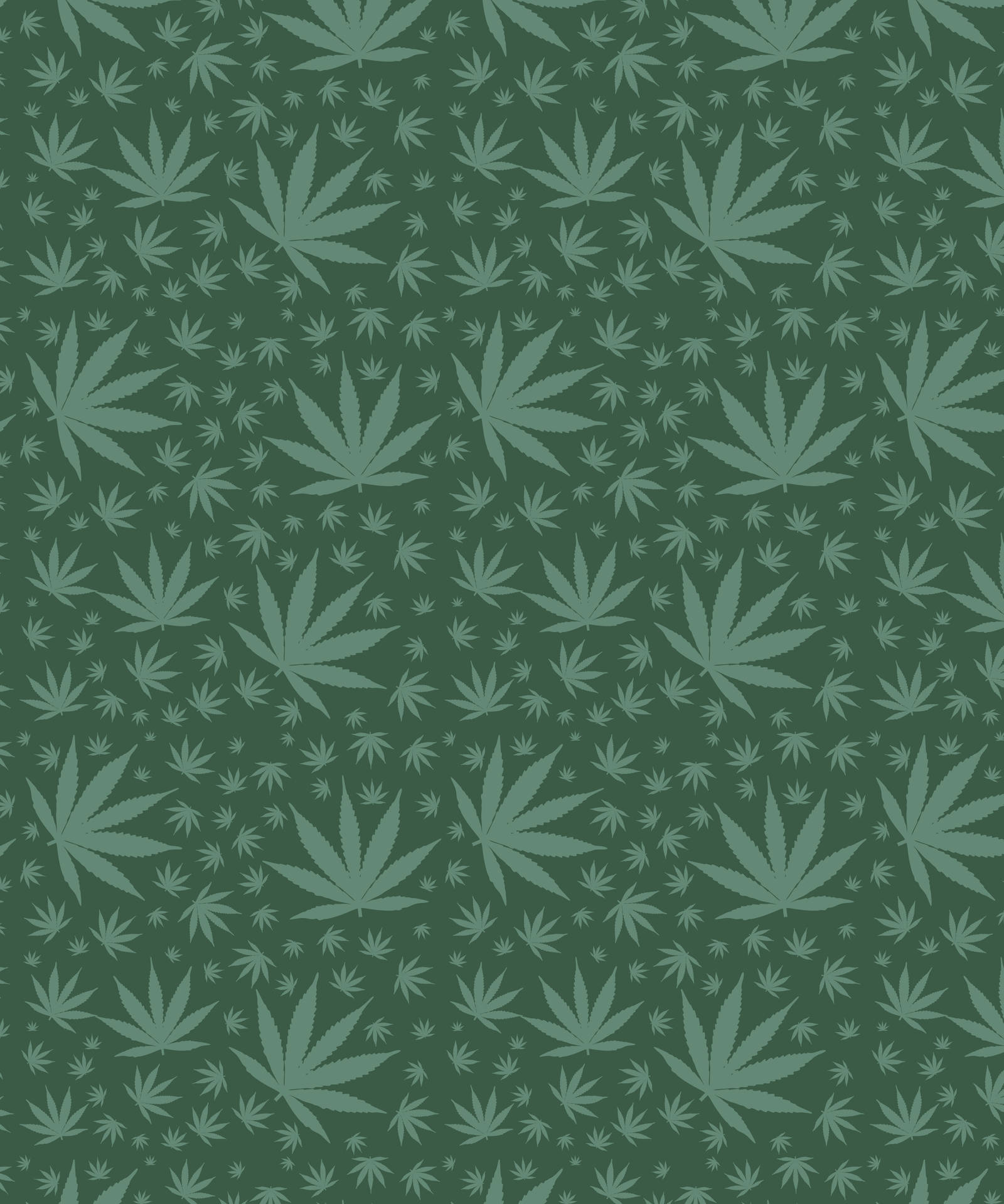 All-green Phone Background With Weed Leaf Graphics Background