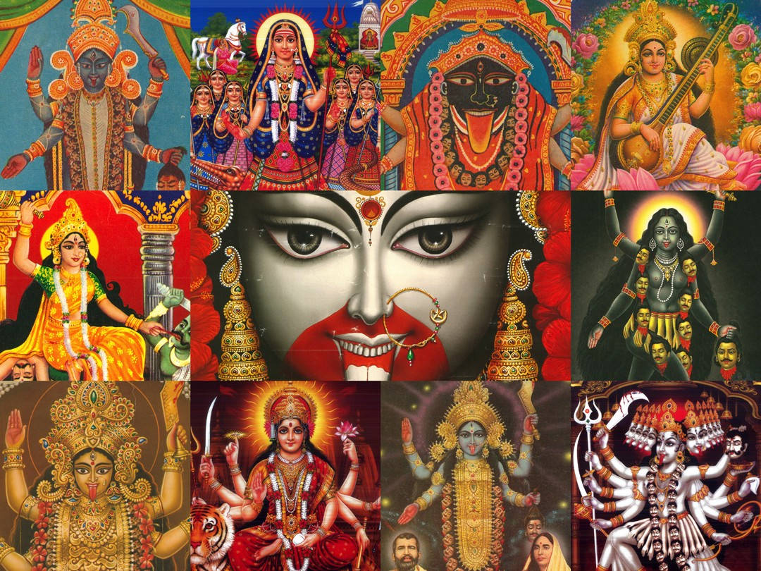 All Hindu Gods Art Collage Background