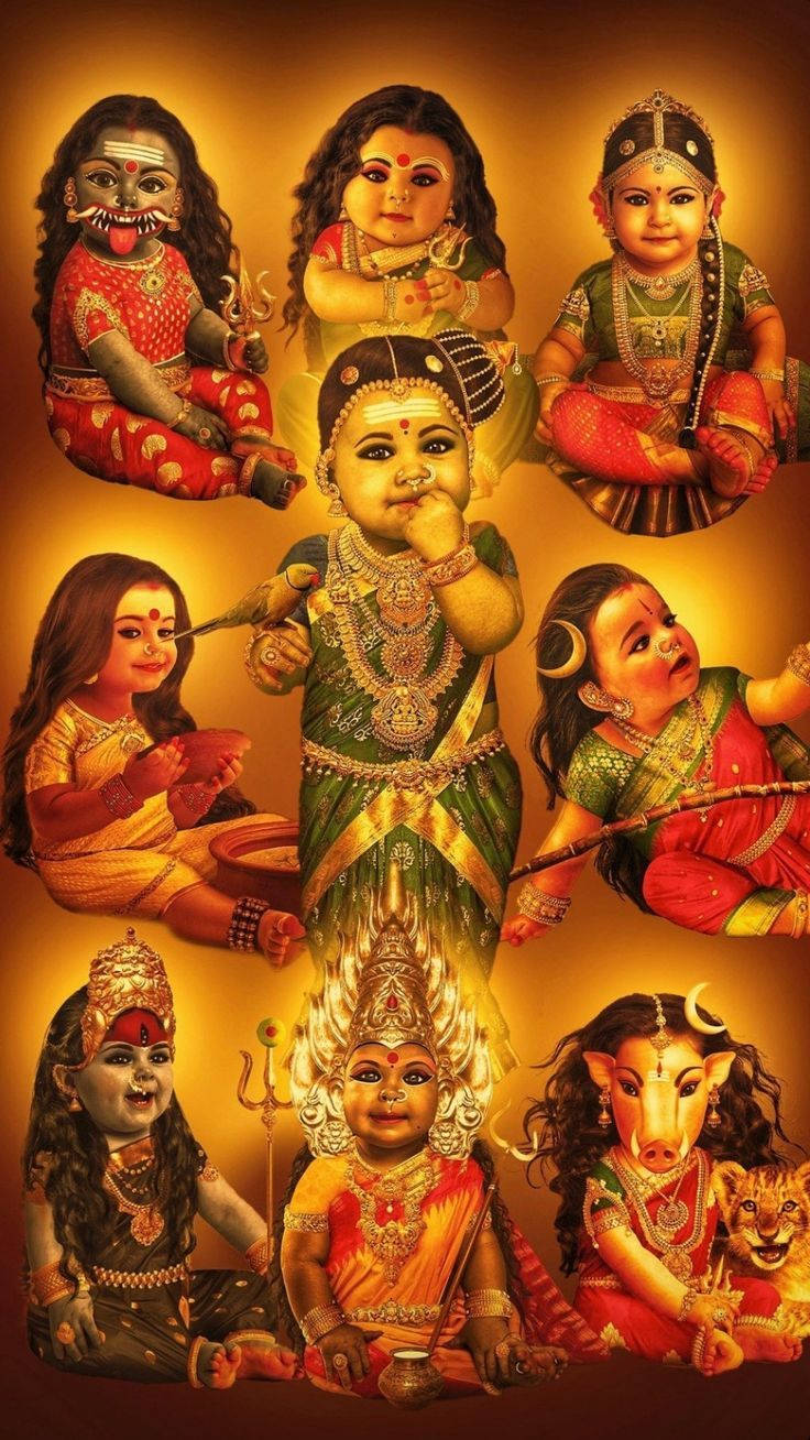 All Hindu Gods As Children Background