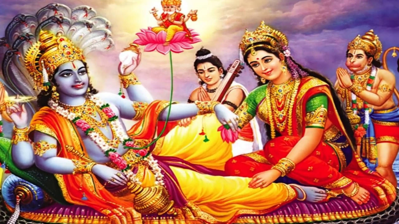 All Hindu Gods Resting Art Background