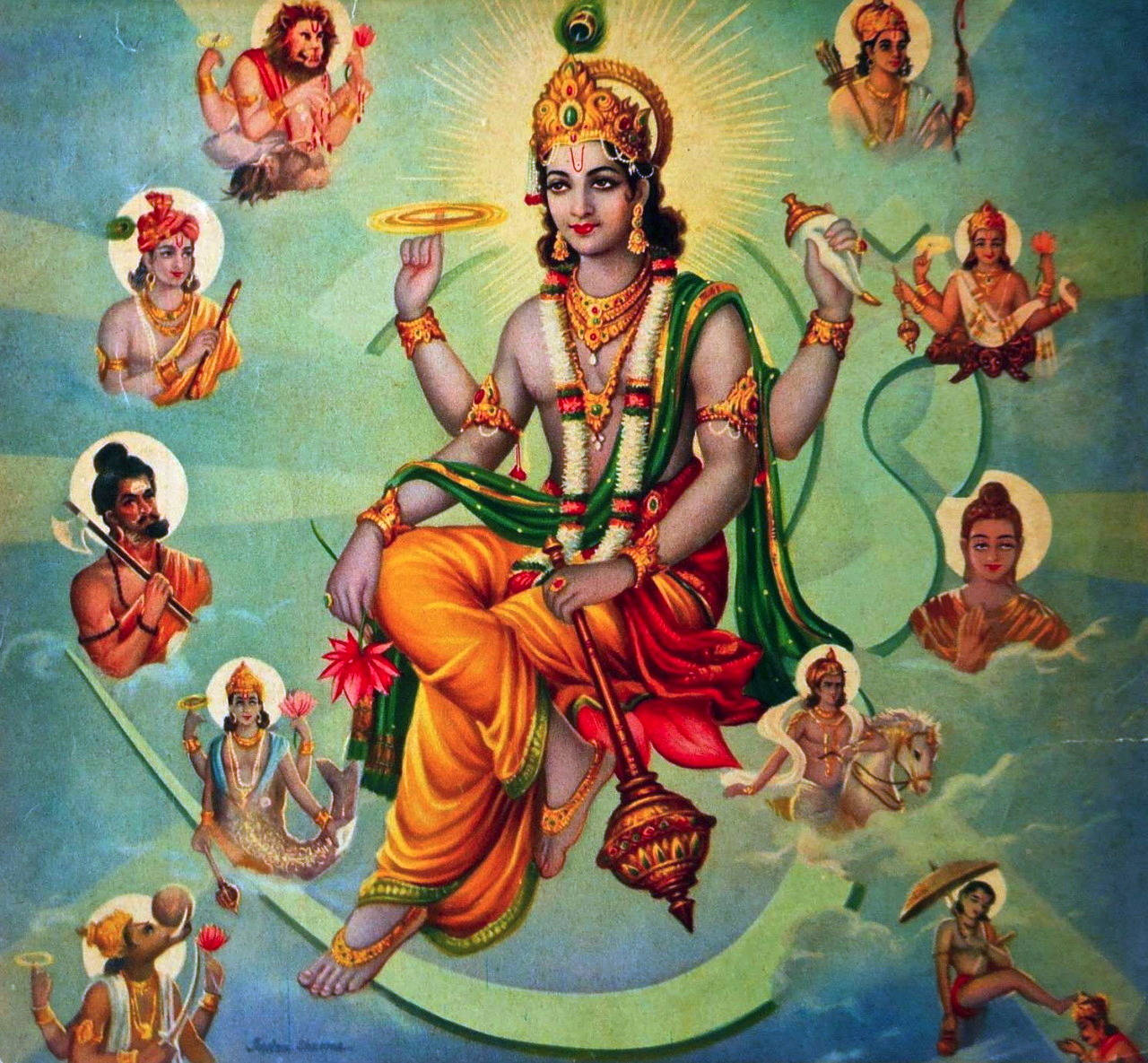 All Hindu Gods With Vishnu Background