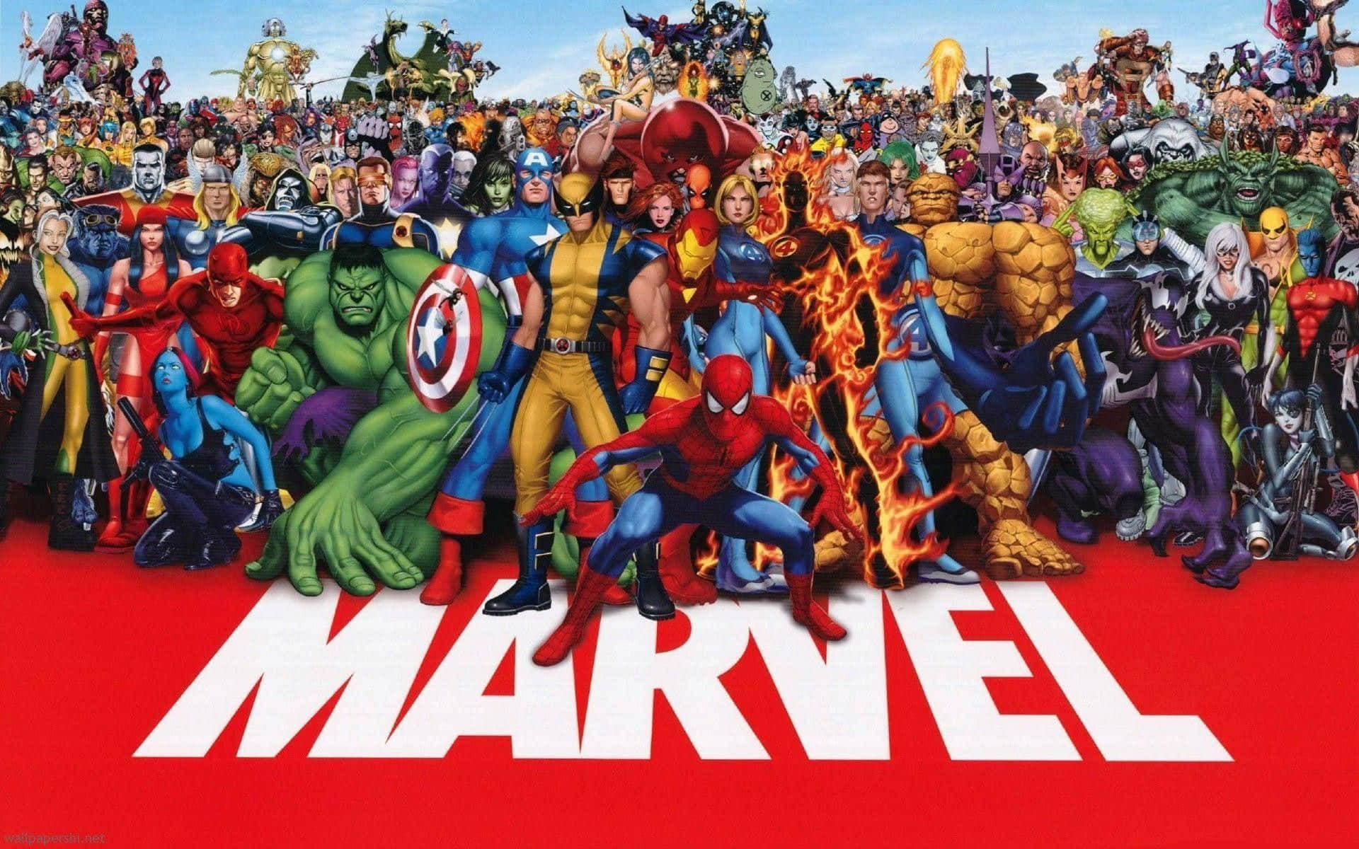 All Marvel Superhero Collage Background