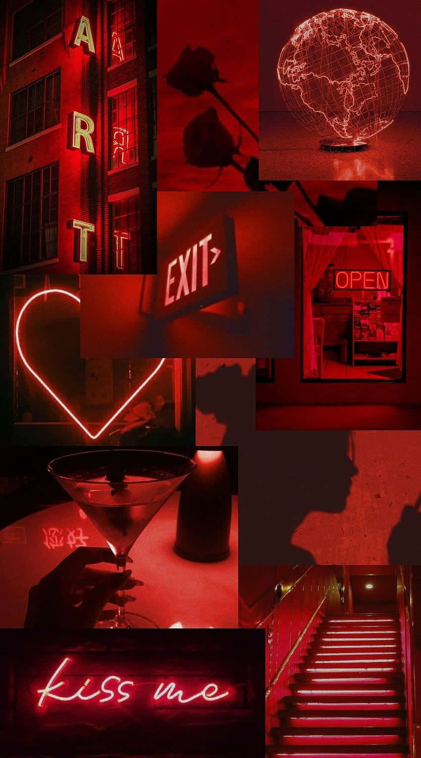 All Neon Red Aesthetic Collage