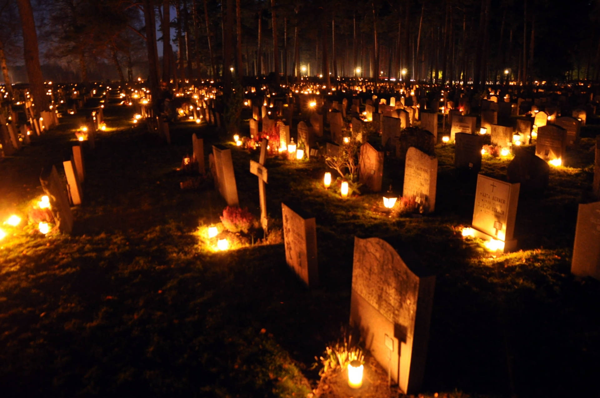 All Saints Day Candle Gravestones Background
