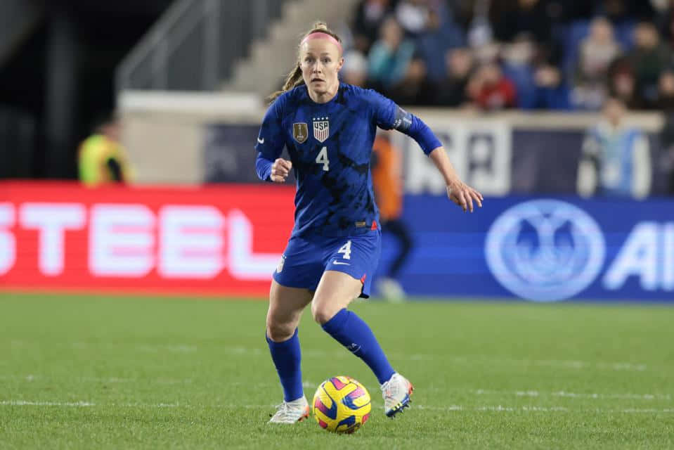 All-star American Soccer Player, Becky Sauerbrunn, In Action Background