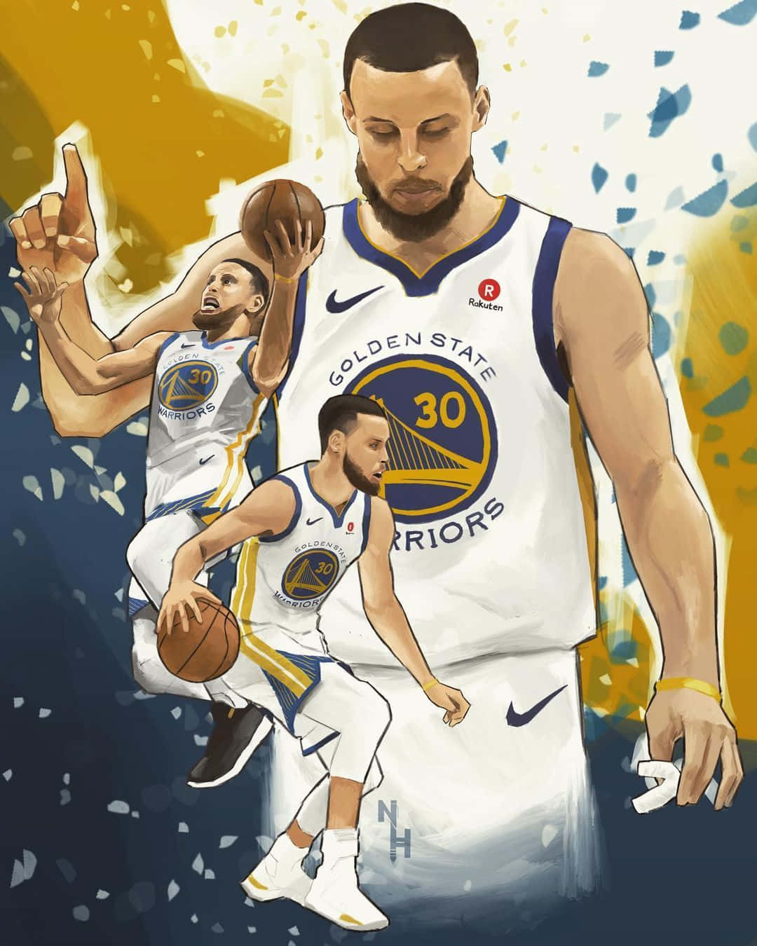 All-star Player Stephen Curry Showing Off His Signature Move Background