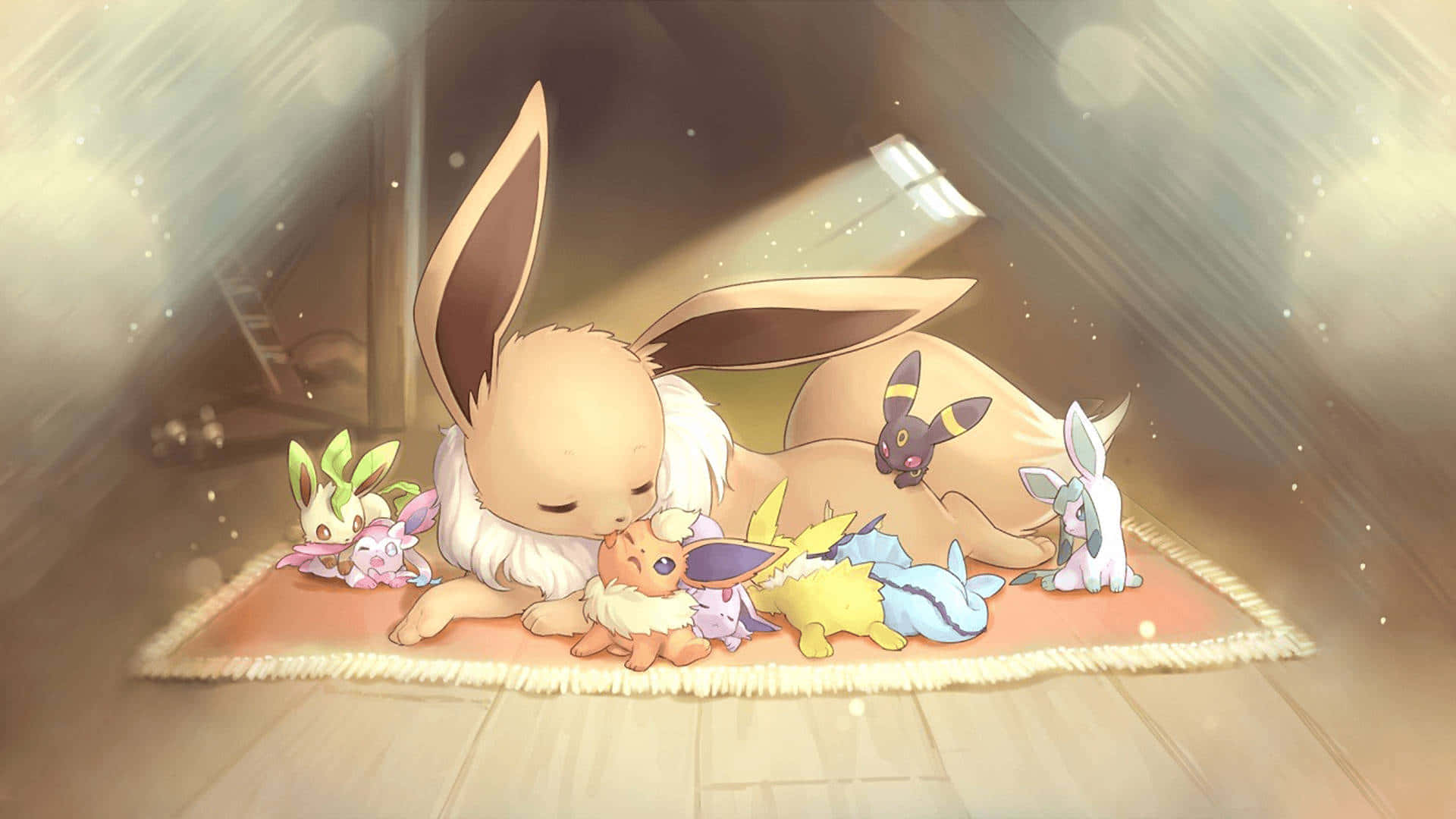 All The Eevee Evolutions Ready With Energized Vigor Background