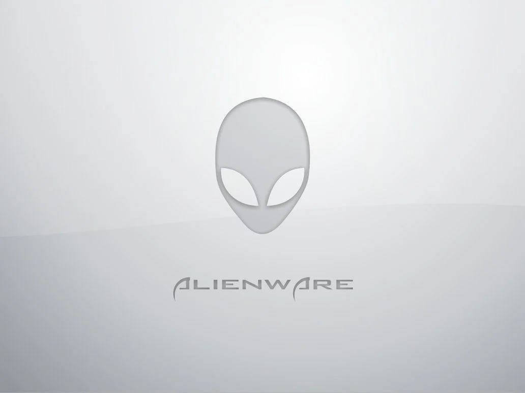 All White Alienware Logo Background