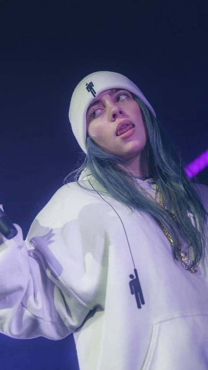 All-white Outfit Billie Eilish Purple