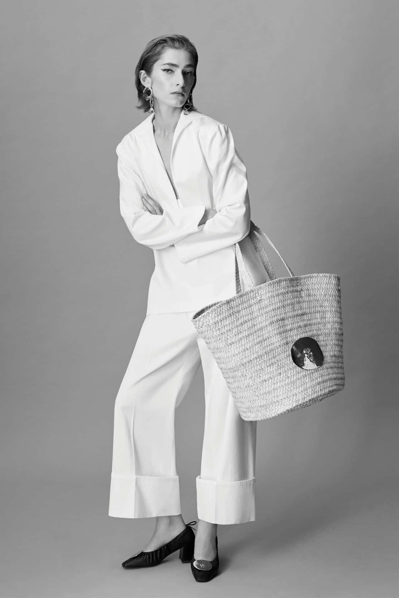 All-white Patou Outfit With Bag Background